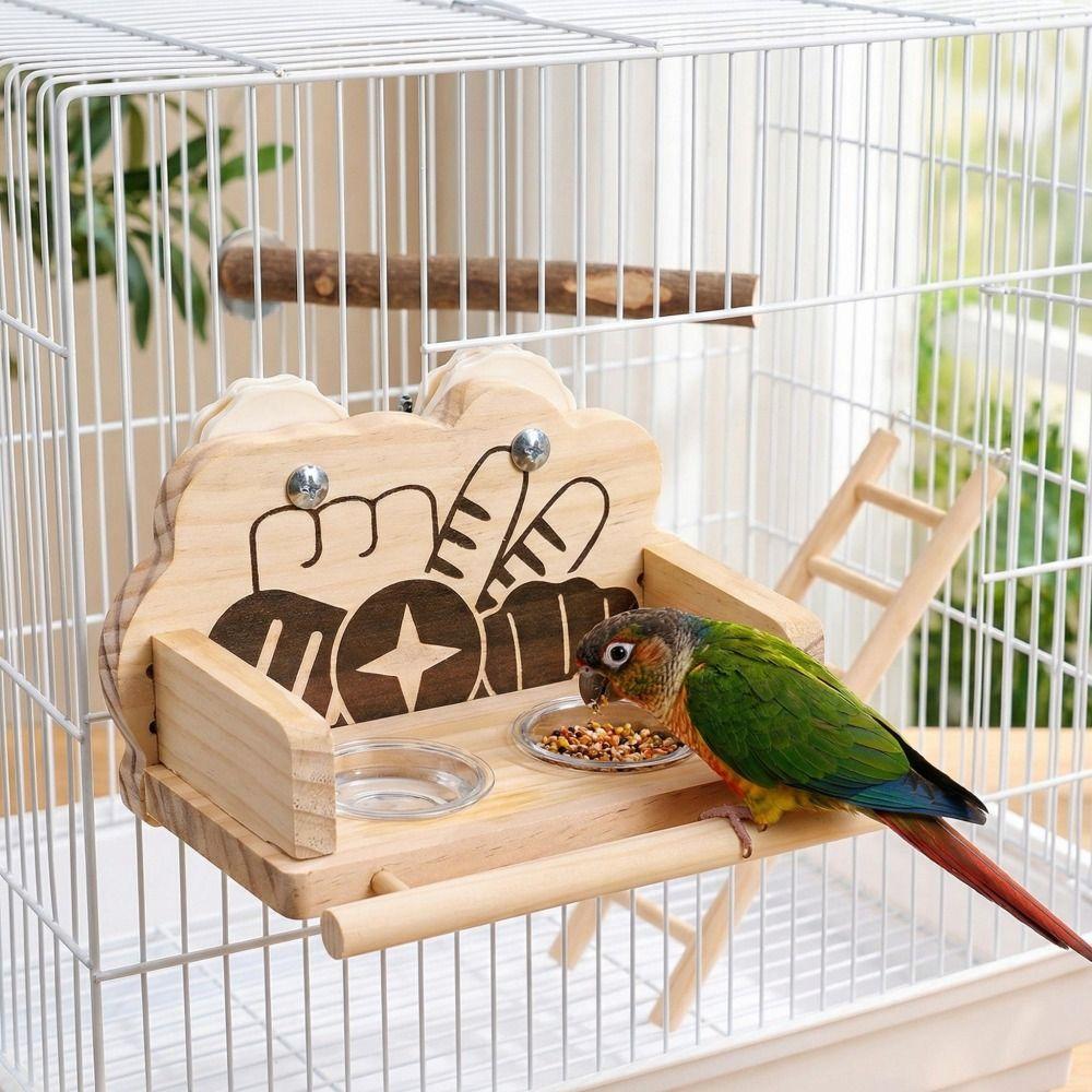 Splash Proof Bird Food Bowl Wall Mount Parrot Food Cup Stable Bird Station Stand Cage Accessories
