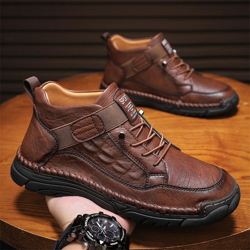 

Мужские высокие повседневные туфли, обувь ручной работы, повседневные кроссовки, большие размеры 39-48 45 темно-коричневого