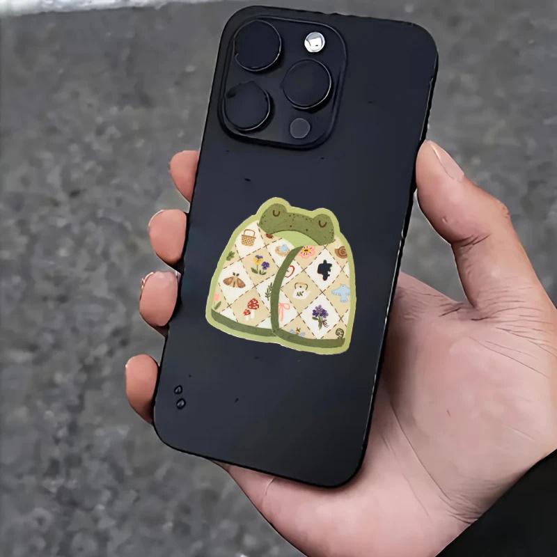 Quilt Froggy Sticker, Die Cut Vinyl, Cute Cottagecore Stationery, Waterproof & Weatherproof, Dishwasher Safe