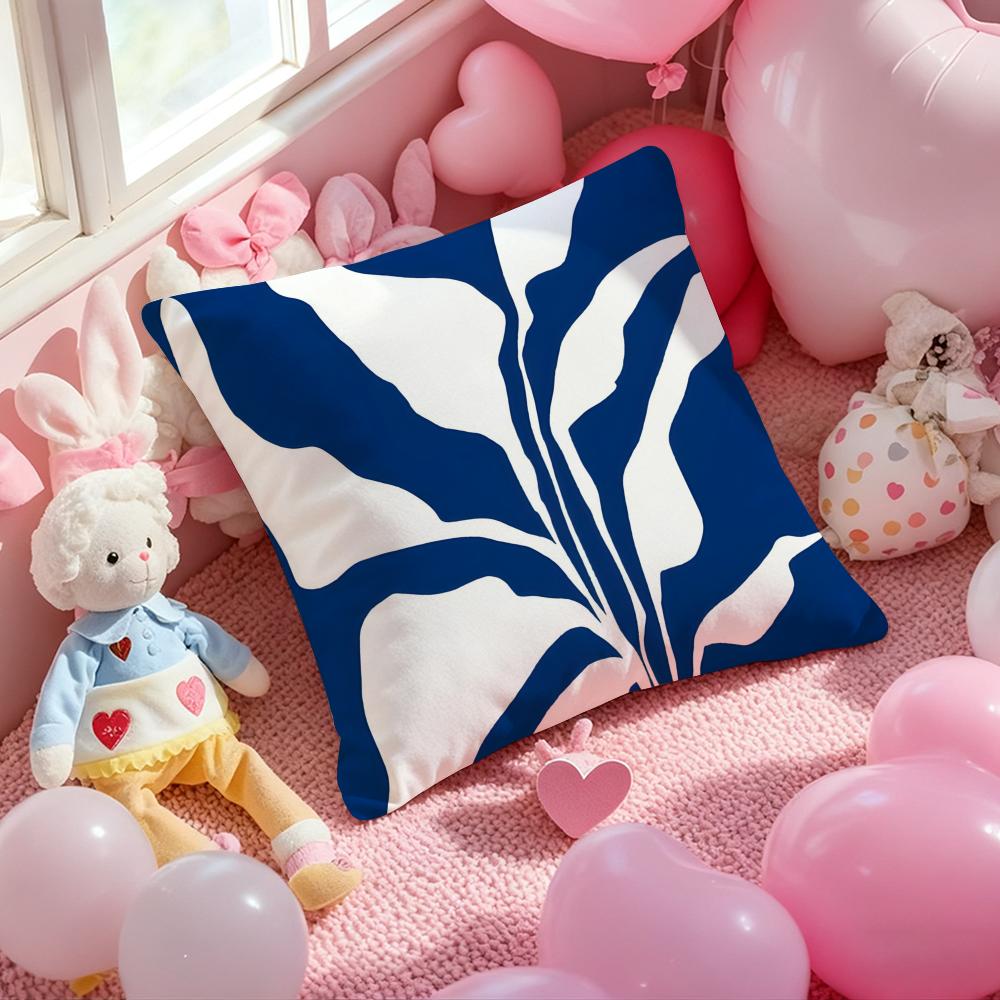 Elegant Blue Floral Cushion Cover Pattern Printed Pillowcase for Living Room Sofa Cushion Cover & Bedroom Decor