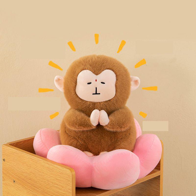 Süßes Meditationsaffen-Stofftier Weiche gefüllte Lotusaffen-Puppe Ruhige Affen-Stofftierkissen Perfektes Geburtstags-Stressabbau-Geschenk