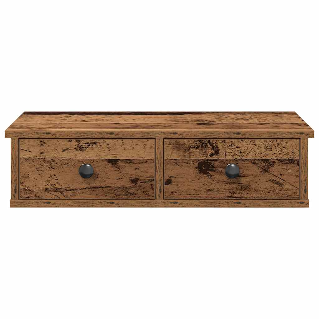 Vidaxl Półka Ścienna Z Szufladami, Stare Drewno, 60X25X15 Cm