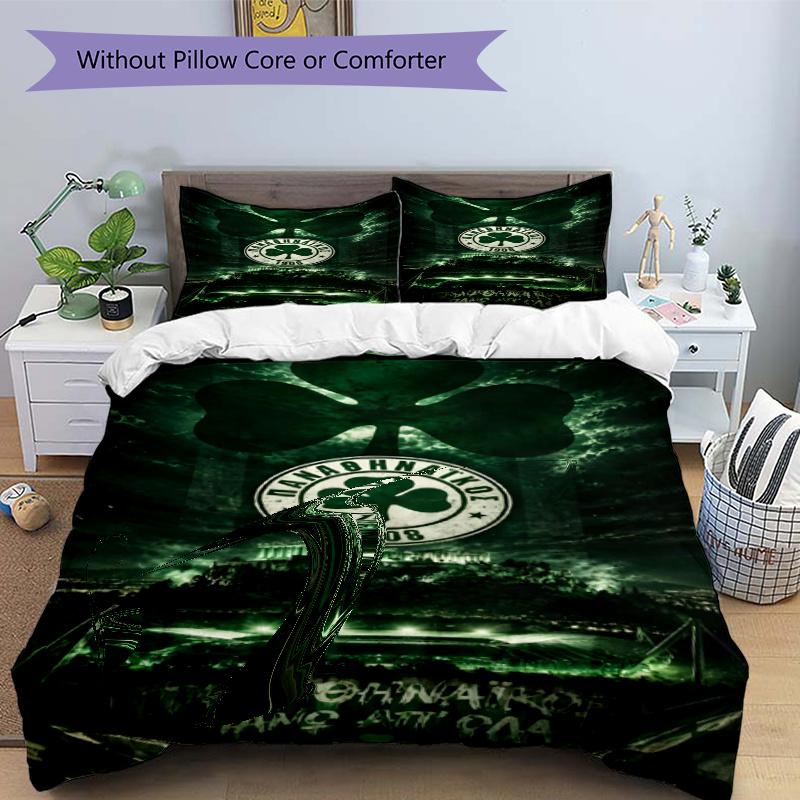 3pcs Duvet Cover Set (1*Duvet Cover + 2*Pillowcase, Without Core), Panathinaikos FC Print Bedding Set, Bedroom Decor, All‑Season, Gift