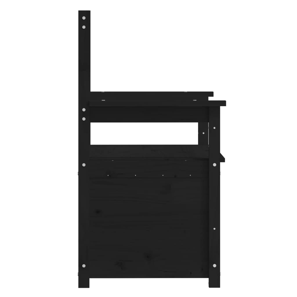 Vidaxl Bench, Black, 112.5X51.5X96.5 Cm, Solid Pine Wood