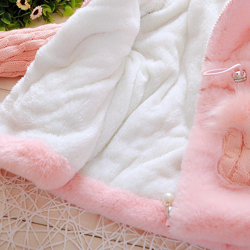 Plush Baby Jacket Thicken Warm Winter Jackets for Girls Sweater Coat Fashion Infant Hooded Outwear 1-4 Year Toddler Girl Clothes