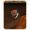Adjustable Open Ring Women Men Copper Floral Daisy Design Natural Red Agate Boho Vintage Style Jewelry