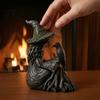 Durable Weather Resistant Ornament Luminous Witch & Raven Figurine with Mossy Tree Texture, Resin Gothic Ancient Crow Statue LED Light for Halloween