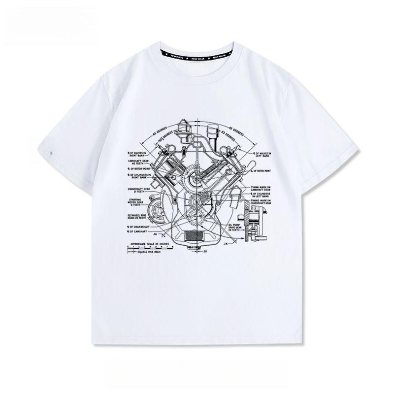 New Big V8 Engine Modified Custom Auto Repair Culture Printed High Quality Round Neck Mens and Womens Short Sleeve TShirts