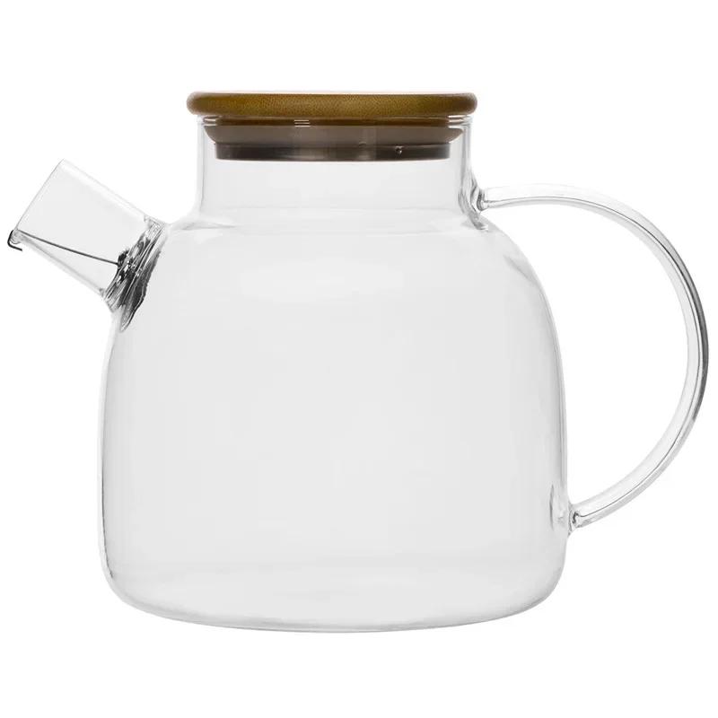 Ceainic Transparent din Sticlă Borosilicată Rezistent la Căldură, Vas pentru Apă, Capacitate Mare, Fierbător pentru Acasă, Ceai cu Flori, Suc, 1-1.5-1.8L