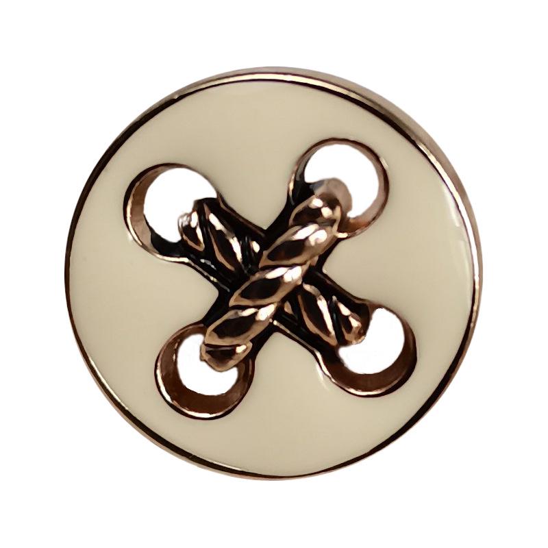 Gold-Edged Four-Eye Decorative Metal Buttons for Coats and Sweaters