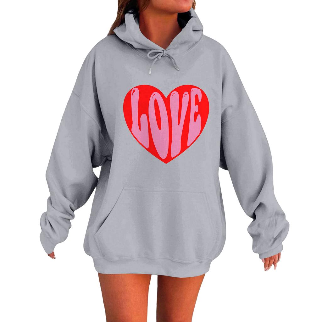 Women's Loose Comfortable Casual Fashionable Love Printed Long Sleeved Sweatshirt