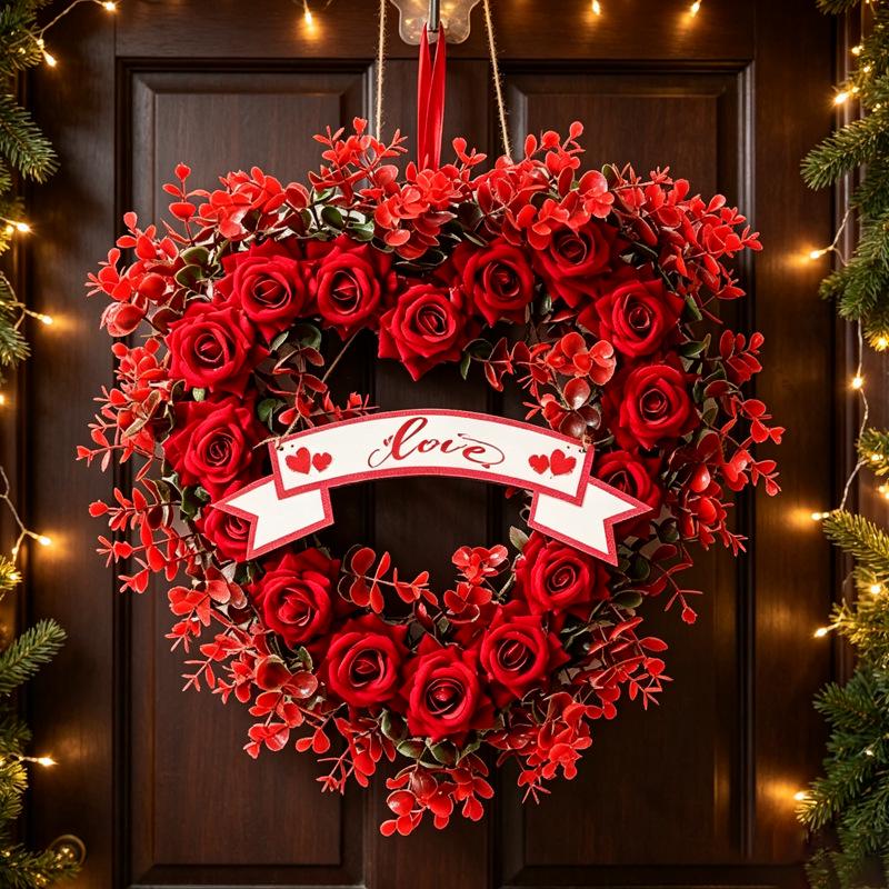 Heart-Shaped Valentine's Day Wreath - Wall & Door Decor for Wedding Celebrations