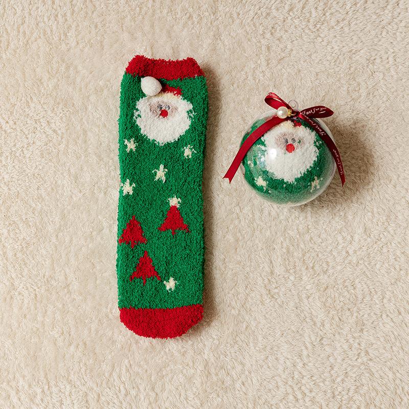 

Adult Christmas Holiday Socks - Warm and Comfortable Plush Socks, Thickened Large Size in Gift Box, Non-Slip Sole EU 34-39 зелений