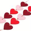 3pcs Valentines Day Red Heart Banner Garland Bunting Love Heart Paper Banner Valentines Day Decoration Party Banner String