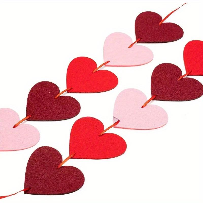 3pcs Valentines Day Red Heart Banner Garland Bunting Love Heart Paper Banner Valentines Day Decoration Party Banner String