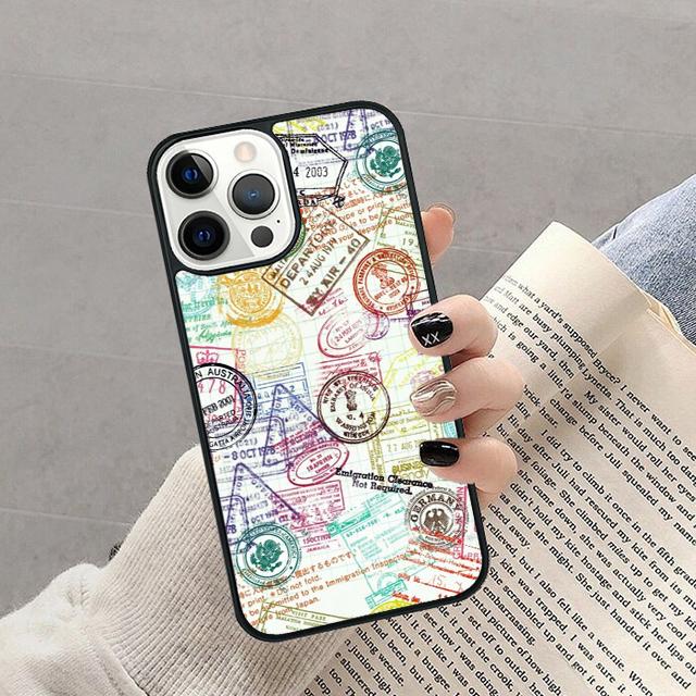 Passport Travel Stamps Phone Case For iPhone 17 Air 16 Pro Max 15 14 Plus 12 13 Soft Bumper Shell Cover Coque