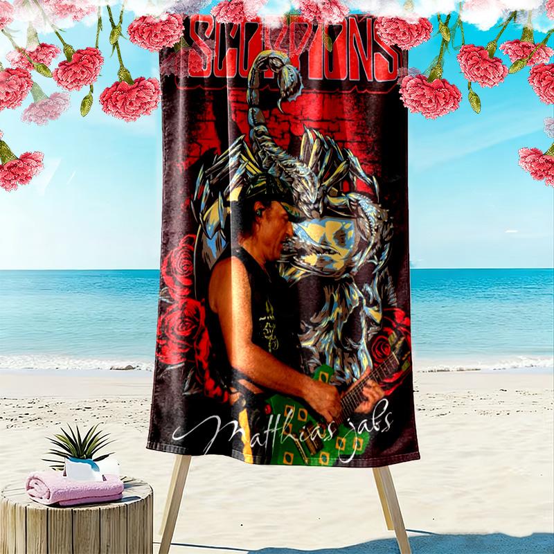 Scorpions Band Print Beach Towel, Large Soft Quick Dry Towel for Beach Camping Swimming