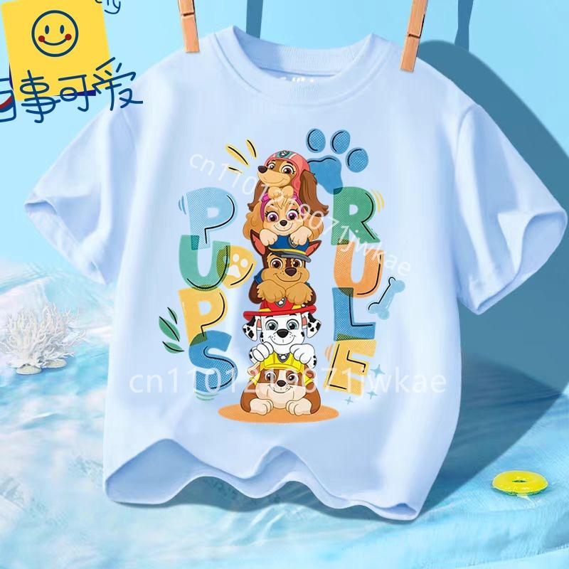 Kids Paw Patrol Cartoon Graphic Baby T Shirt Cotton Casual Short Sleeve Tee Boys and Girls 2026 Summer Toddler Clothing Tops
