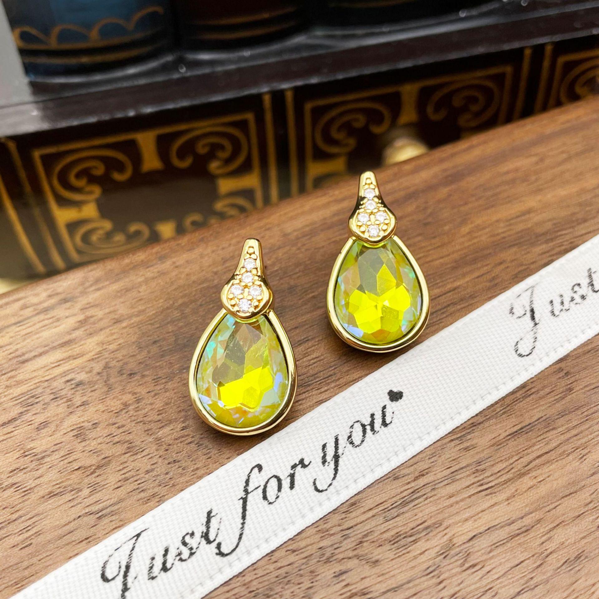 

Оригинальные серьги-пусеты в китайском стиле с цирконом и стеклянными кристаллами в форме капли воды для женщин