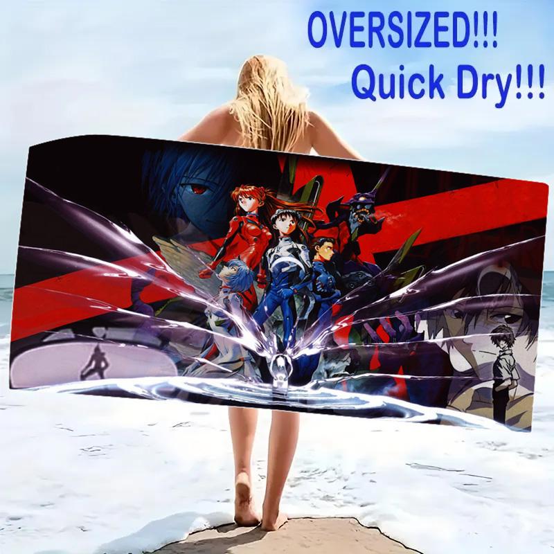 Neon Genesis Print Beach Towel, Large Soft Quick Dry Towel for Beach Camping Swimming