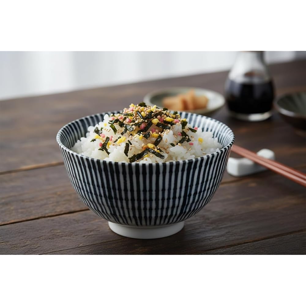Set of 5 Japanese Chawan Tea Bowls 11.3cm Diameter 340cc Microwave and Dishwasher Safe