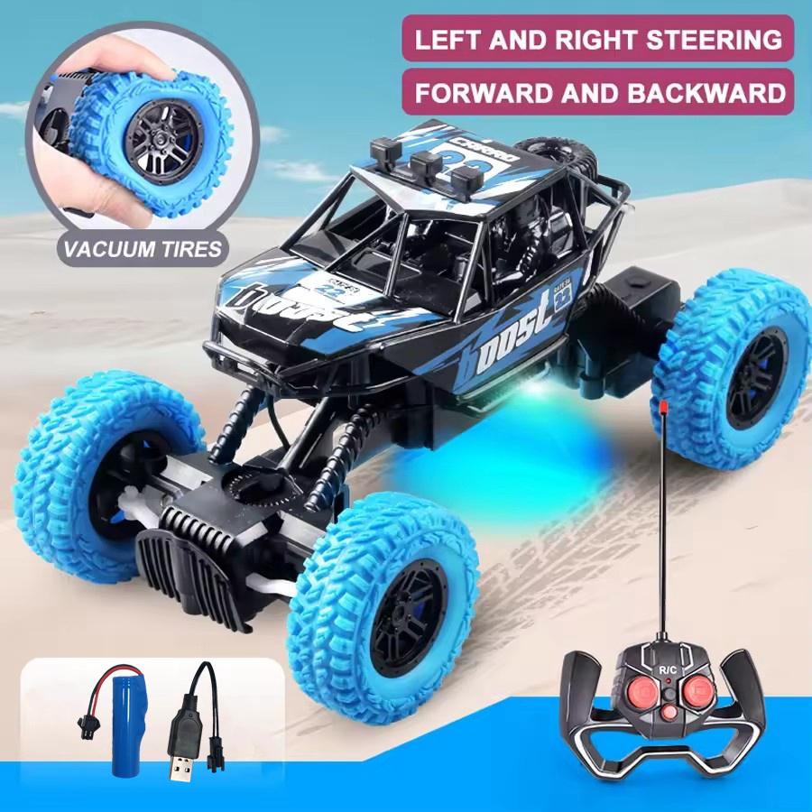 Remote Control Car Outdoor Off Road With Light Rubber Tire Climbing All Terrain Vehicle Car Model Truck Toy Gift For Kids Boy