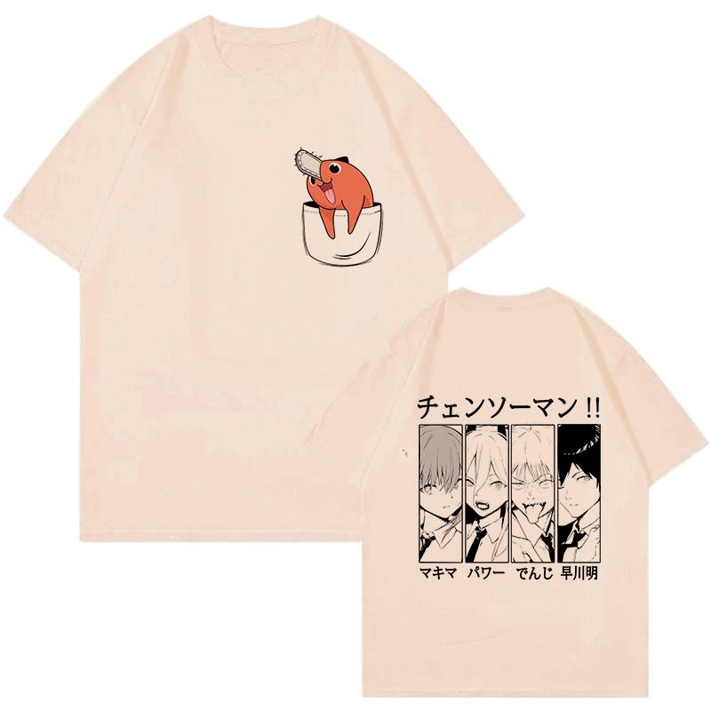 Unisex Mange Y2k Kleidung Japanischer Anime Chainsaw Man T-Shirt 90er Lustiges Pochita T-Shirt Makima Harajuku Grafik-T-Shirts Tops T-Shirt