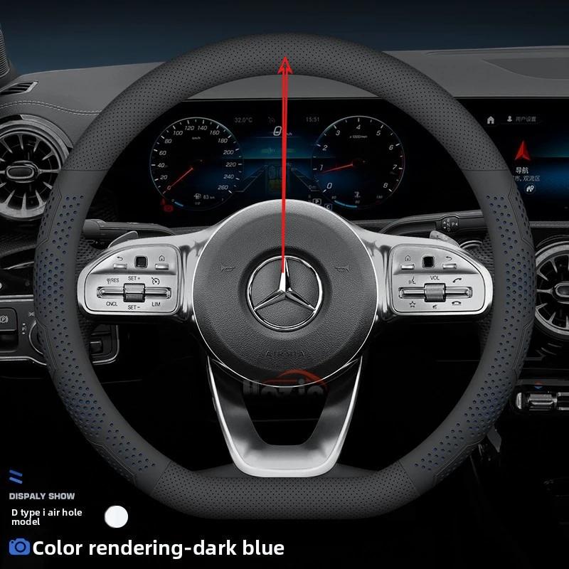 Leather Car Steering Wheel Cover for Mercedes-Benz A-class CLE-class G350 C220 C-class GLB W124 W203 W447 W212 W210 W221 W213 mo00