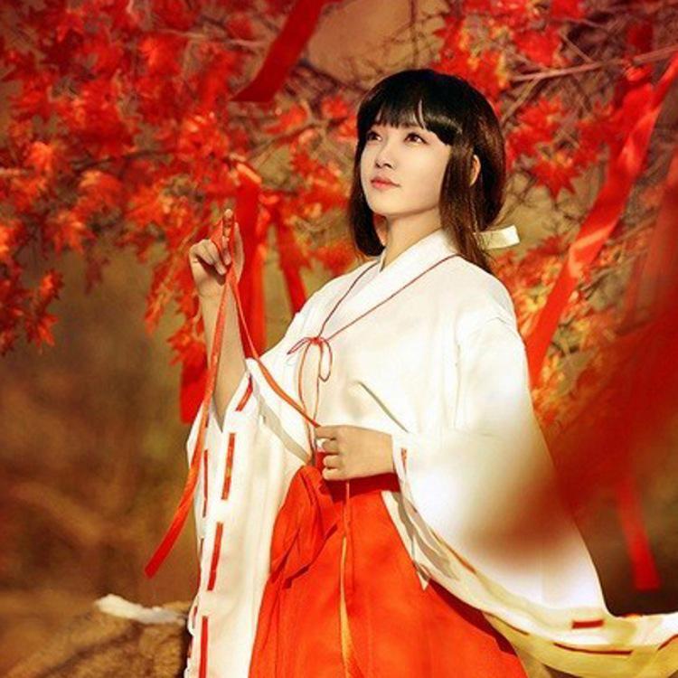 

Japanese Anime Kikyo Miko Cosplay Costume - Moonlight Yasha Edition L