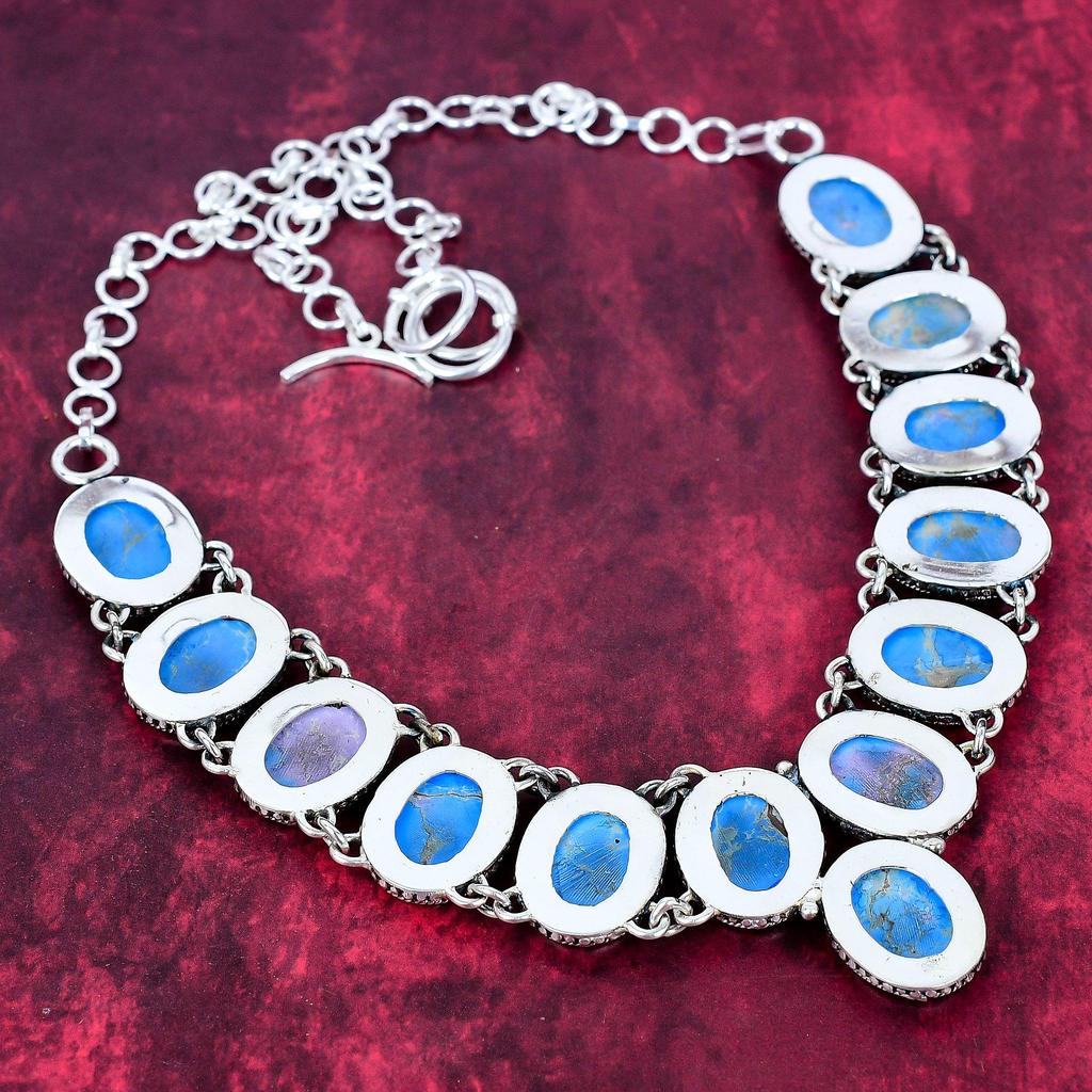 Blue Sea Sediment Necklace Gemstone Jewelry, 925 Solid Sterling Silver Adjustable Chain Necklace, Gift For Women Handmade Necklace