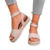 2025 Summer Women's Ankle-Wrap Rome Sandals Platform Buckle Strap Wedges Non-Slip Plus Size Soft Sole for Beach & Daily Casual