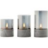 Lot 3 Lampes à poser LED BOUGIE BRILLIANT - 2500K - Plastique et verre - Gris et verre fumé