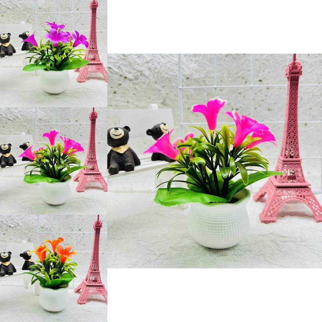 Faux Lily Flower With Durable Plastic Material For Desk Decoration And Gift Item