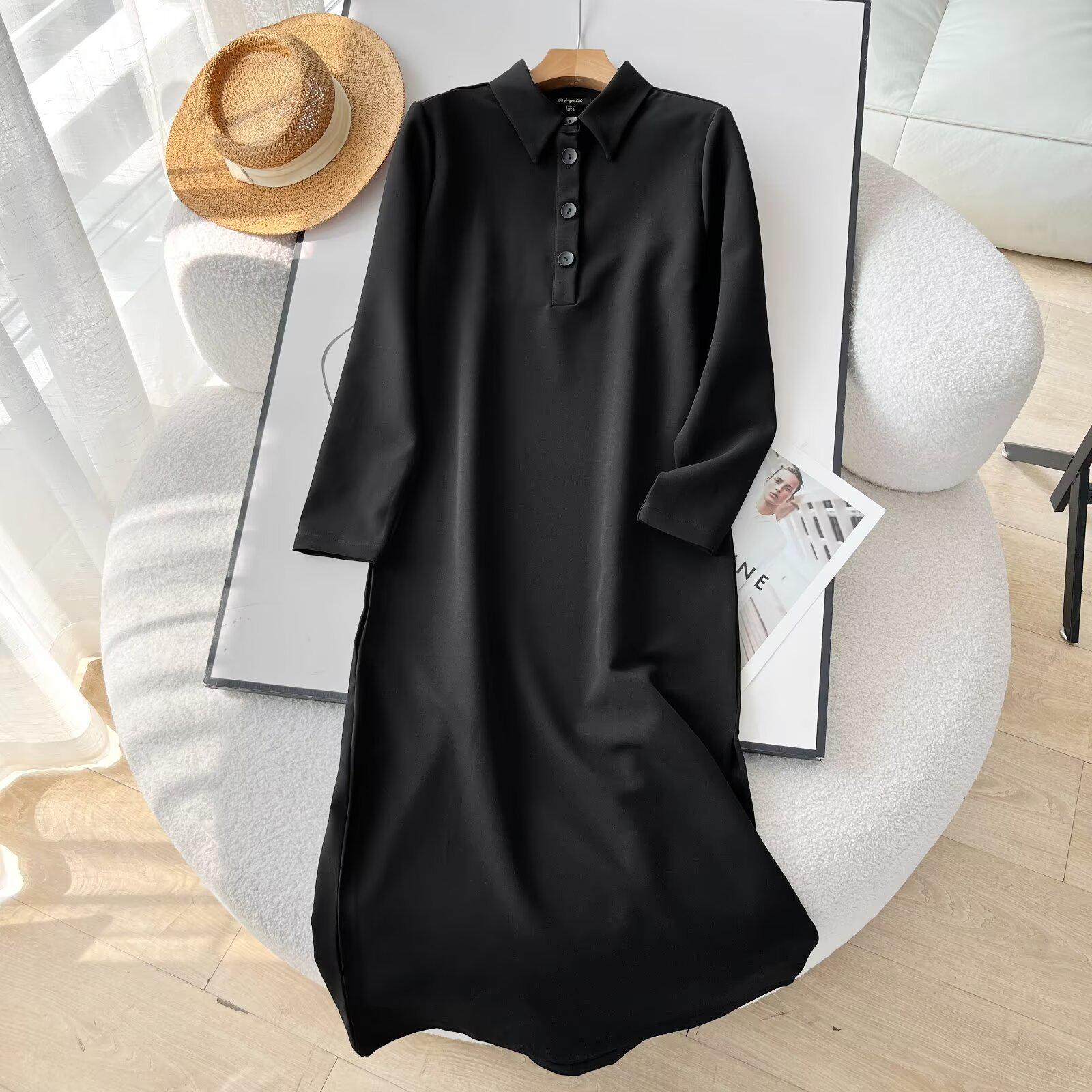 

Повседневное женское платье с лацканами и разрезом, весна 2025 Medium чёрный