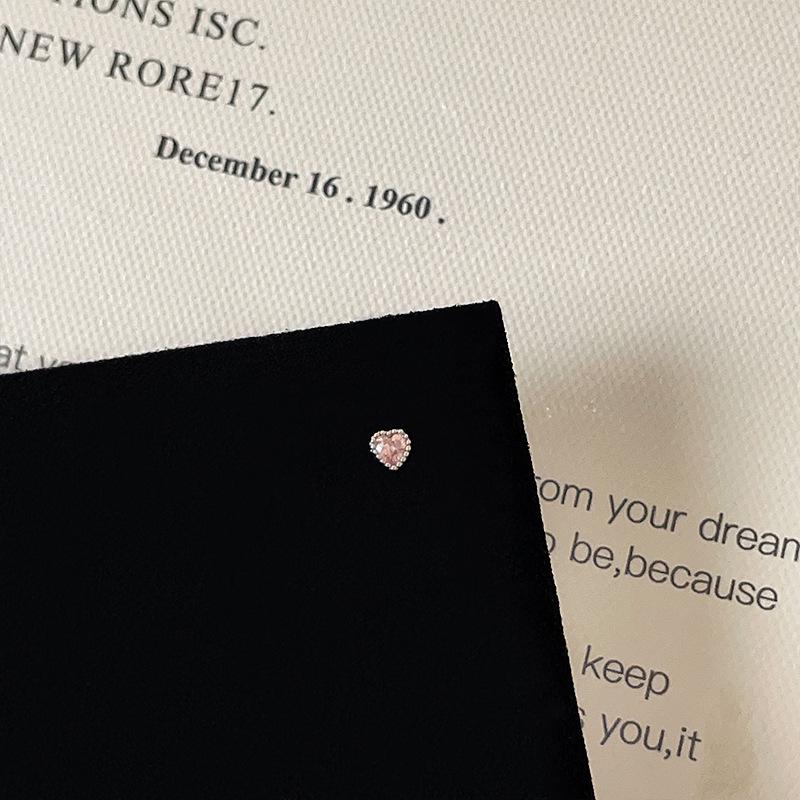 Pink Zircon Bowknot Heart Screw Stud Earrings - Versatile and Sweet Women's Ear Jewelry