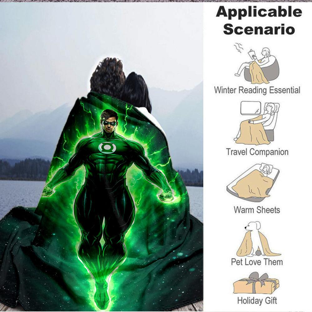 1pc Green Lantern Flannel Throw Blanket Soft, Warm & Cozy for Couch, Bed, Office, and Travel Versatile All Season Gift, Christmas Present