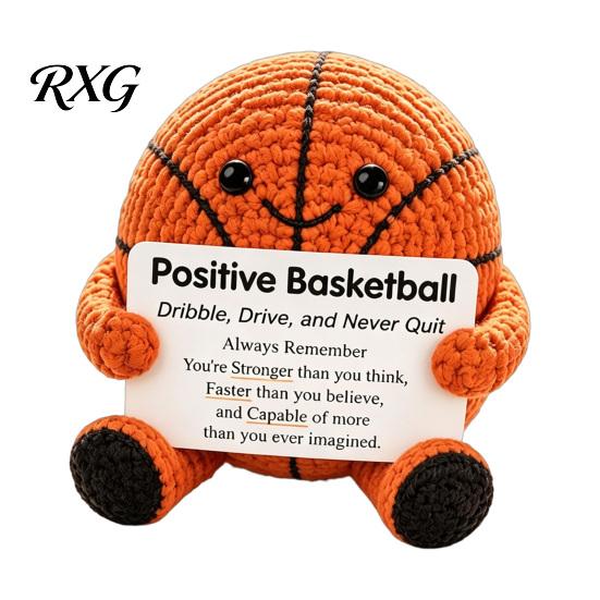 Pocket Sized Inspirational Gift for Athletes Knitted Positive Sports Ball Plush, Emotional Support Doll with Personalized Keepsake Softball