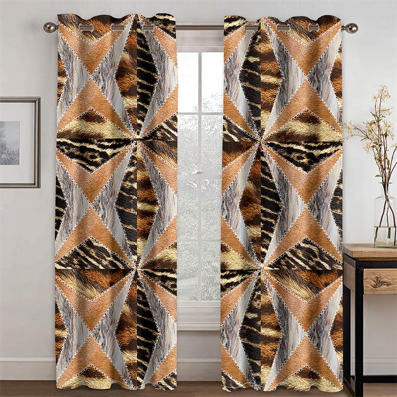 

3D Simulation Animal Skin Luxury Sunshade Curtains 2PCS Living Room Bedroom Home Decor 100W130H(CM)40x51in&Hook