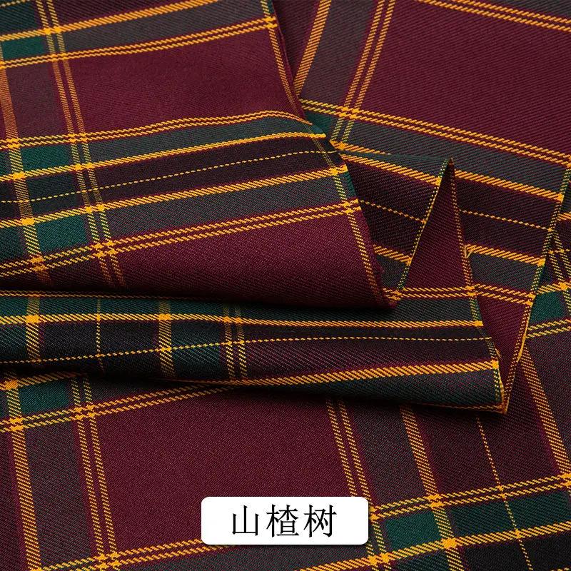 Summer Plaid Fabric Fine Opaque By The Meter for JK Uniform Clothes Dresses Hair Accessories DIY Sewing Cloth Textile Blue Green