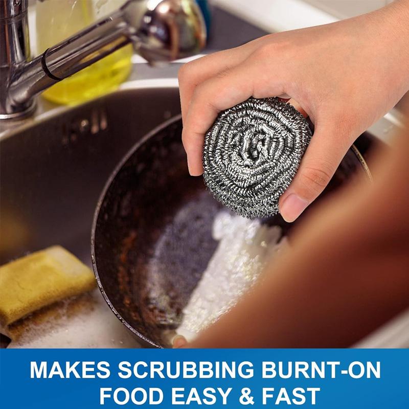 20 Pcs Steel Wool Scrubbers - Heavy Duty Kitchen Scouring Pads for Pot Pan Dish Sink Cleaning United States