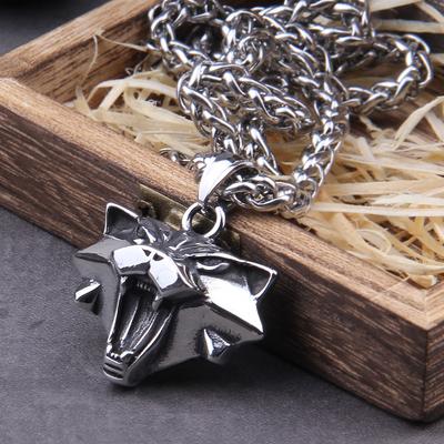 Edelstahl-Anhänger Zauberer-Medaillon-Anhänger-Halskette Katzenkopf-Halskette U-Pick-Farbe Halloween-Halskette & Anhänger