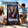 Custom Name Personalized Barcelona FC Soccer Print Beach Towel, for Trip Camping Beach Party Home Decor, Birthday Gift for Family & Friends