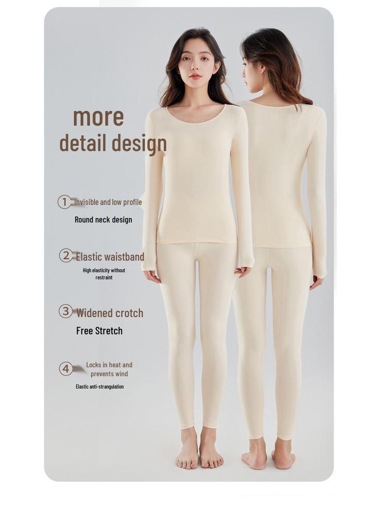 Hautfarbenes Warmes Unterwäsche-Set mit Custom-Passform – Leichte & Hochelastische Basisschicht für Damen