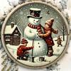 Vintage Snowman Family Metal Round Wall Sign Rustic Christmas Wreath Decor Farmhouse Kitchen Living Room