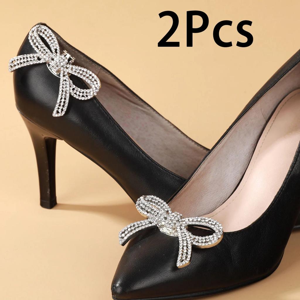 2Pcs High Heels Metal Decoration Buckle Removable Luxury Rhinestone Butterfly Shoe Buckle Vamp Decoration Toe Accessory