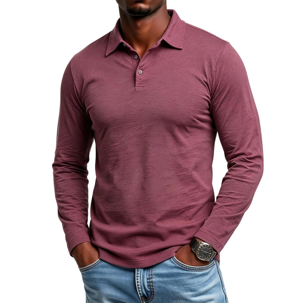 Men's Long Sleeve Color Shirt for Outdoor Casual Wear