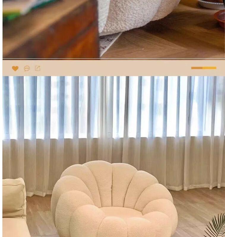 Pumpkin Style Cream Recliner: Comfy Single Sofa for Small Apartments