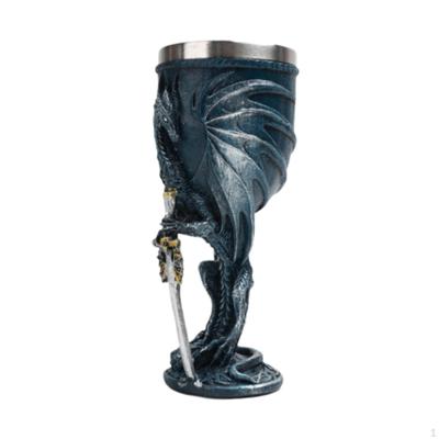 Goblet Cup Dragon Pattern Drinking Glass Novelty,Anniversary,Collection Resin Engraving Desktop