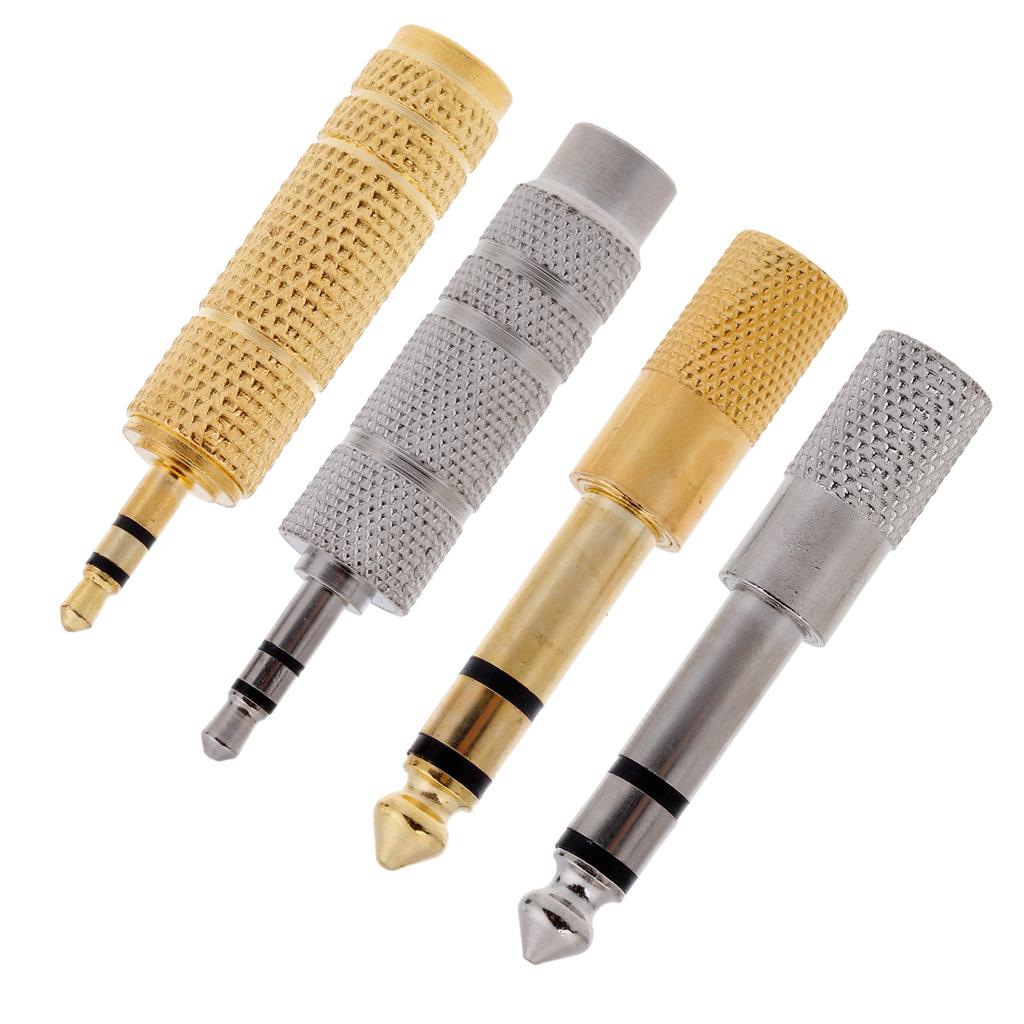 4pcs Compact 6.35mm To 3.5mm Plug Adapter Compatible for Electric Instruments Keyboards Resists Corrosion & Anti-Rust