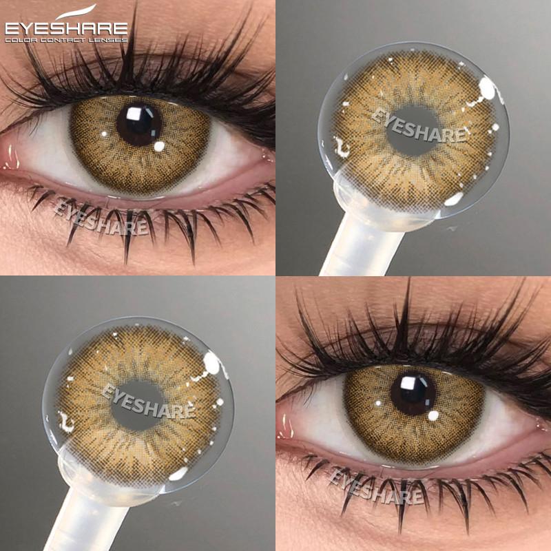Eyeshare 1 Paar Naturbraune Kontaktlinsen für Augen Graue Pupillen 14,5 mm Große Schönheitsaugen Weiche Linse Kosmetik